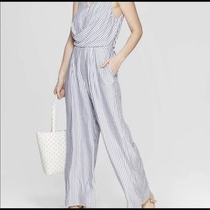 A New Day Navy and White Striped Romper, Women’s Plus Size Romper